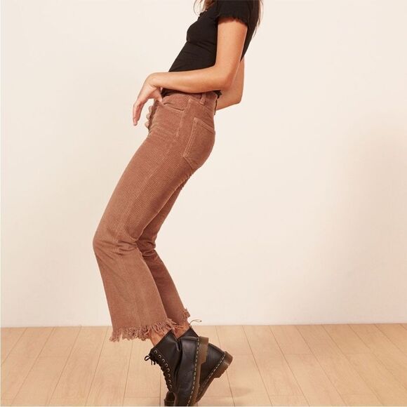 Reformation Jessie Brown Corduroy Pants crop raw hem size 27 - Picture 1 of 10